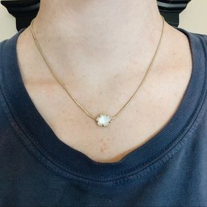 New Kendra Scott Tess Ivory Pearl Pendant Gold Plated Necklace